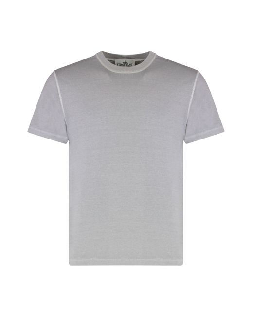 T-shirt in cotone con logo di Stone Island in Gray da Uomo