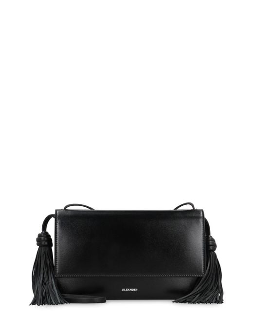 Jil Sander Black Tassel Leather Crossbody Bag
