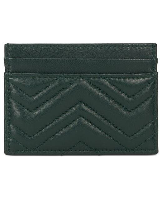 Gucci Green Leather Card Holder With Logo