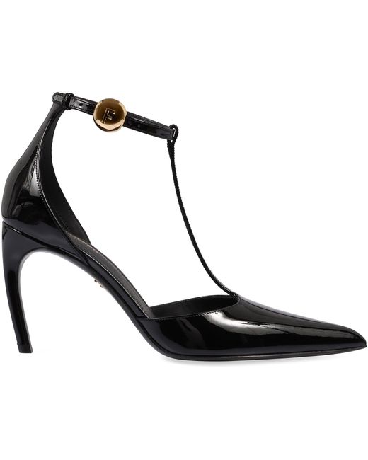 Ferragamo Black T-Strap Patent Leather Pumps
