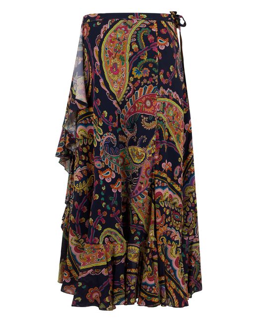 Etro Black Long Printed Skirt