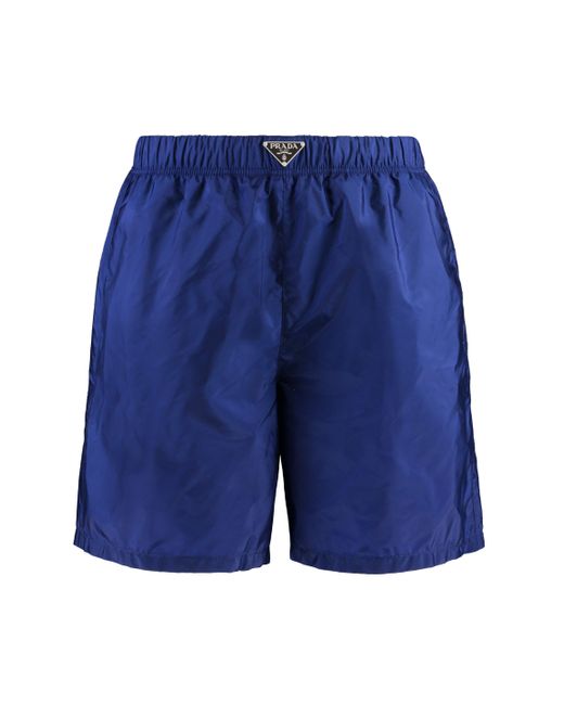 Shorts da mare in nylon di Prada in Blue da Uomo