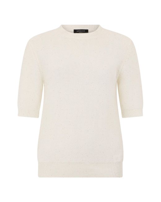 Fabiana Filippi White Sweater Made Of Blended Cotton, Linen, And Polyester