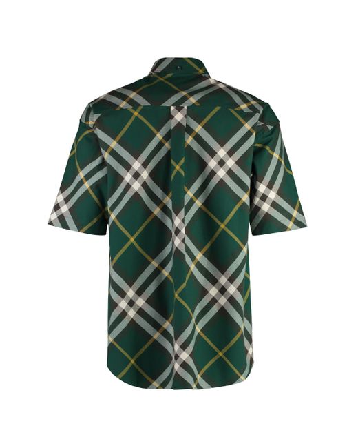 Burberry Green Check Print Cotton Shirt for men