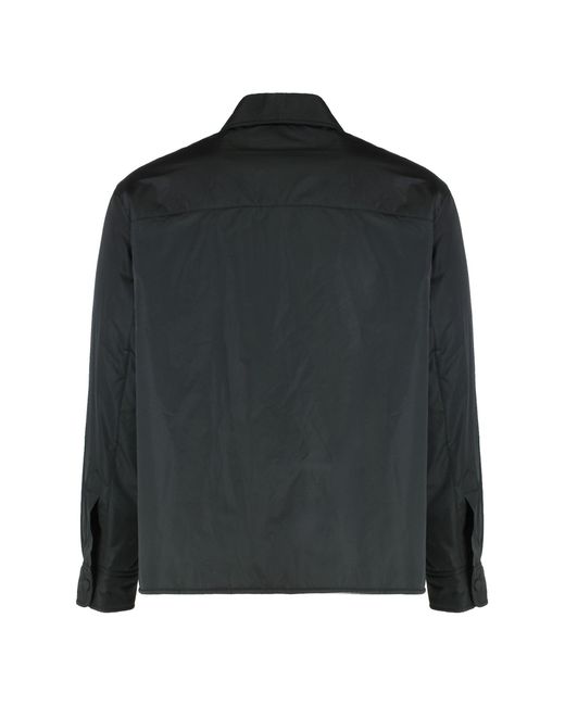 AMI Black Padded Nylon Overshirt for men