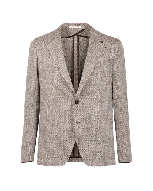 Tagliatore Brown Linen-silk Blend Blazer for men