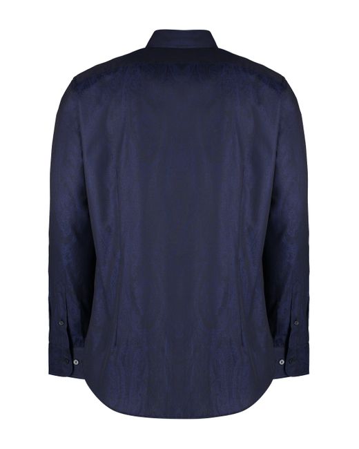 Camicia in cotone con collo button-down di Etro in Blue da Uomo