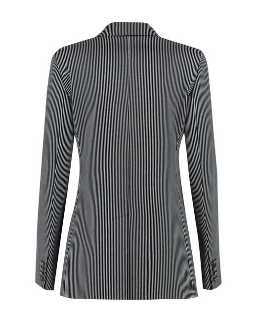 Max Mara Gray Striped Double Breasted Blazer For