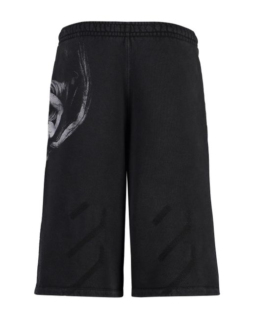 Shorts in felpa con stampa di Off-White c/o Virgil Abloh in Black da Uomo