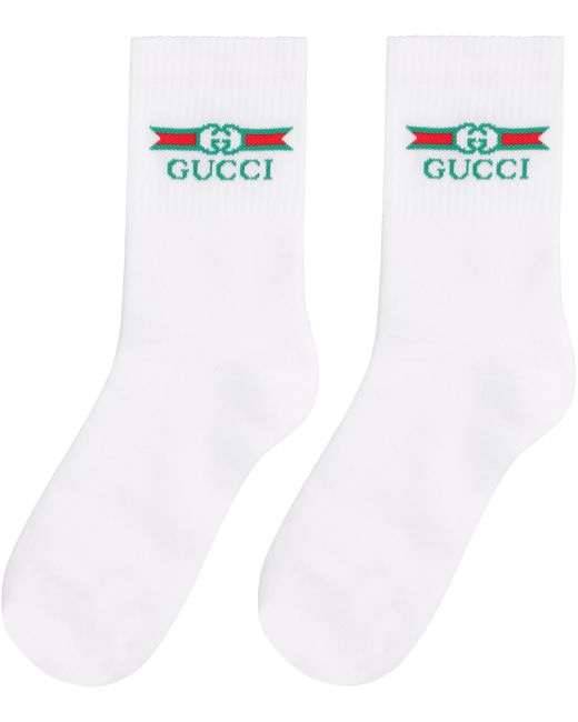 Gucci Cotton-blend Socks With Logo in White for Men - Lyst