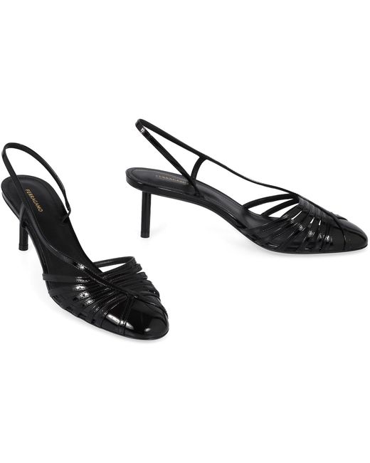 Ferragamo Black Patent Leather Pumps