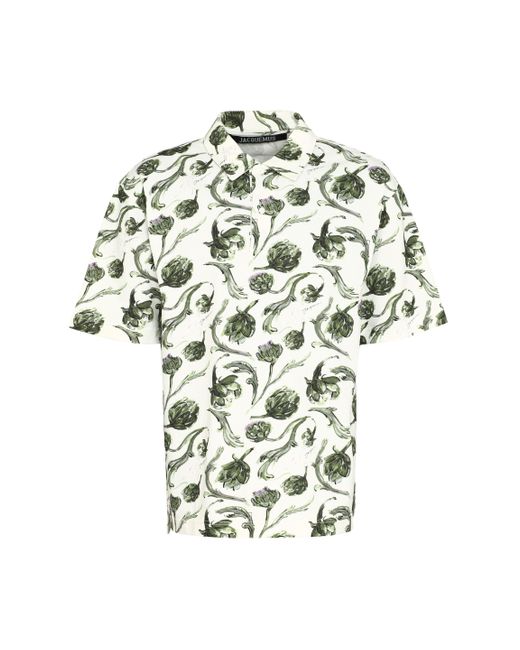 Jacquemus White Artichoke Print Shirt for men