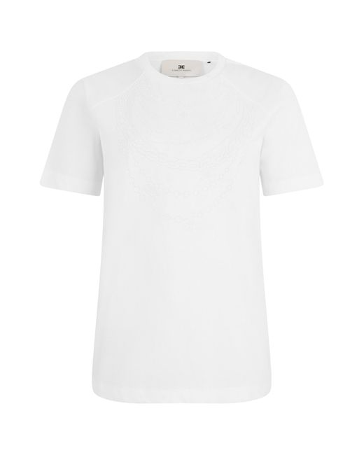 Elisabetta Franchi White Printed Cotton T-Shirt