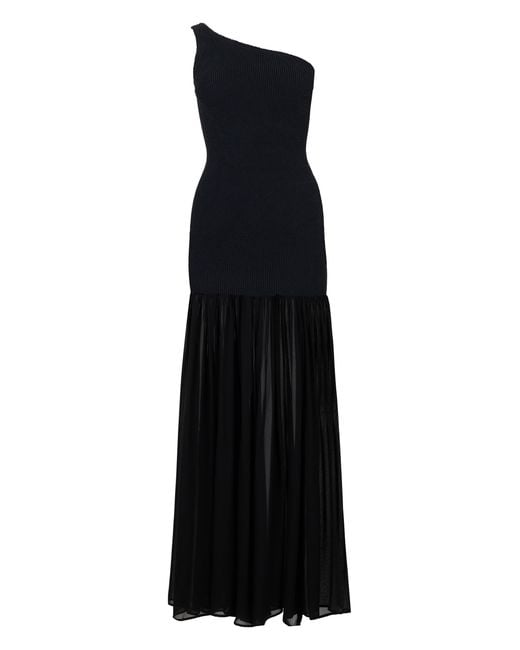 Hunza G Black Long One-Shoulder Dress