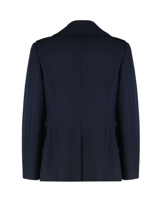 Dries Van Noten Blue Double-breasted Coat In Wool Mix for men
