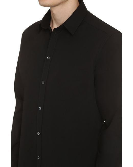 Dolce & Gabbana Black Classic Italian Collar Cotton Shirt for men