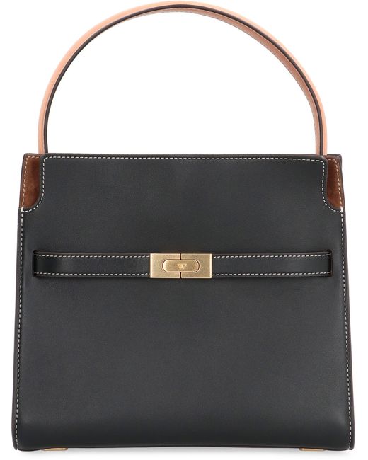 Tory Burch Black Double Lee Radziwill Leather Handbag