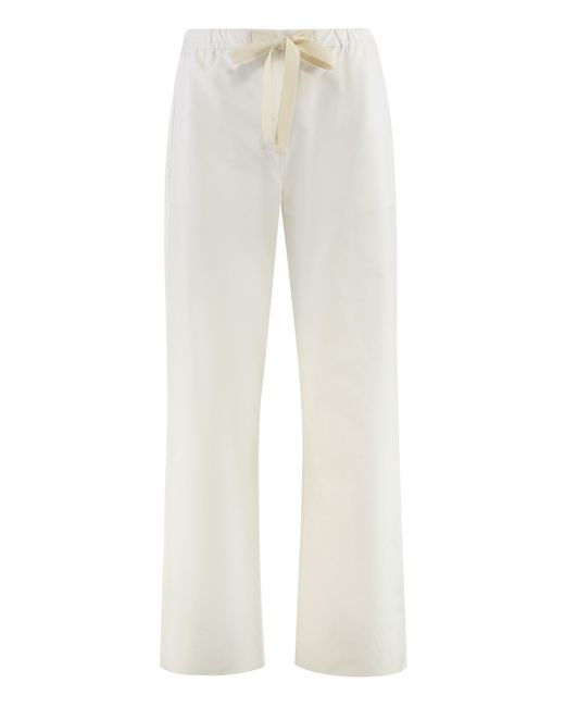 Max Mara White Argento Poplin Cotton Trousers