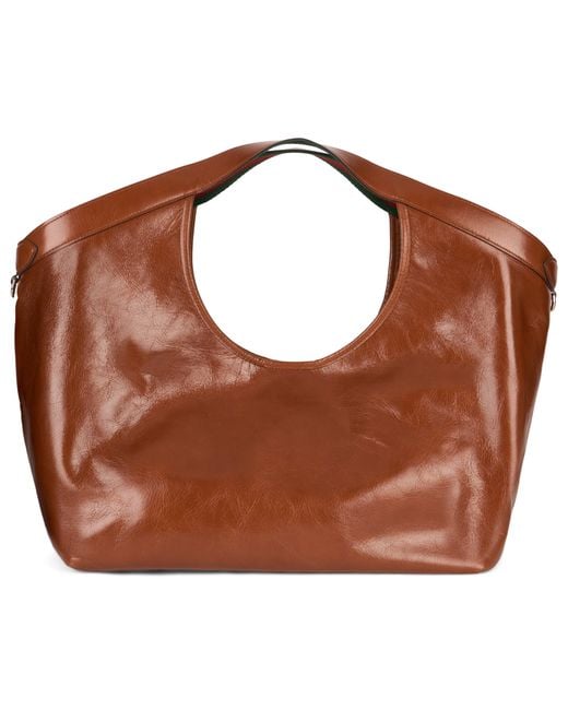 Gucci Brown Giant Leather Shopping Bag Lily