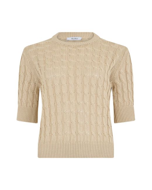 Max Mara Natural Linen Sweater With Short Sleeves