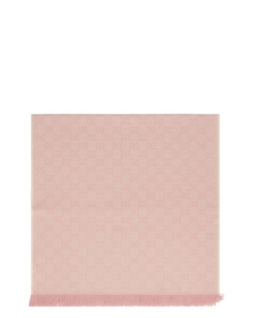 Gucci Pink Wool Scarf Gg