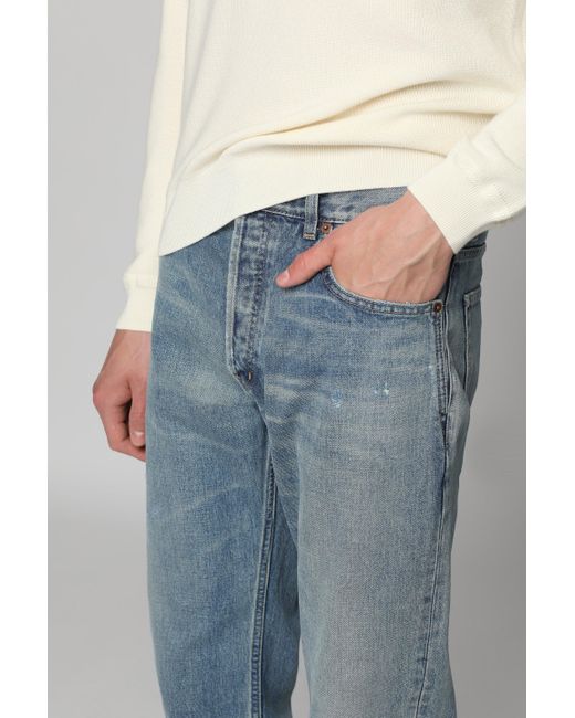 Saint Laurent Blue Low-Rise Straight Leg Jeans for men