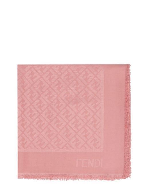Fendi Pink Silk And Wool Shawl