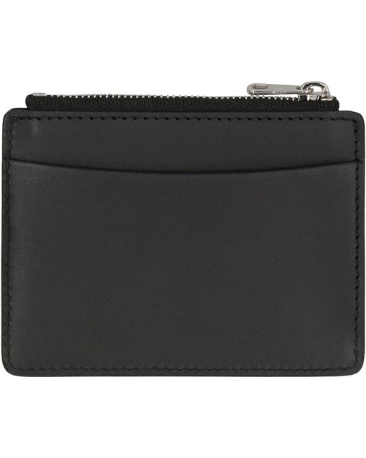 A.P.C. Black Leather Card Holder for men
