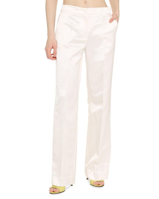 P.A.R.O.S.H. White Viscose And Silk Trousers