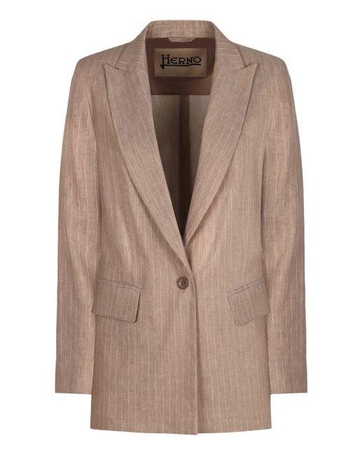 Herno Brown Single-Breasted One Button Jacket