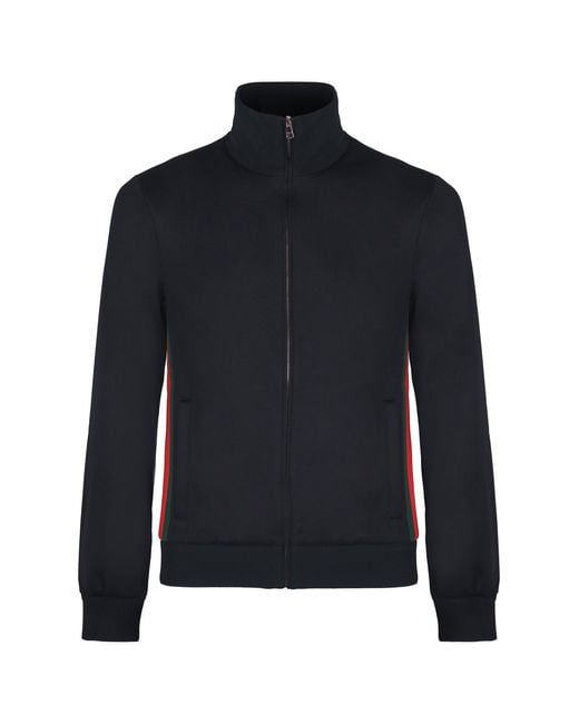 Gucci Blue Technical Jersey Jacket With Zip And Web Tape for men