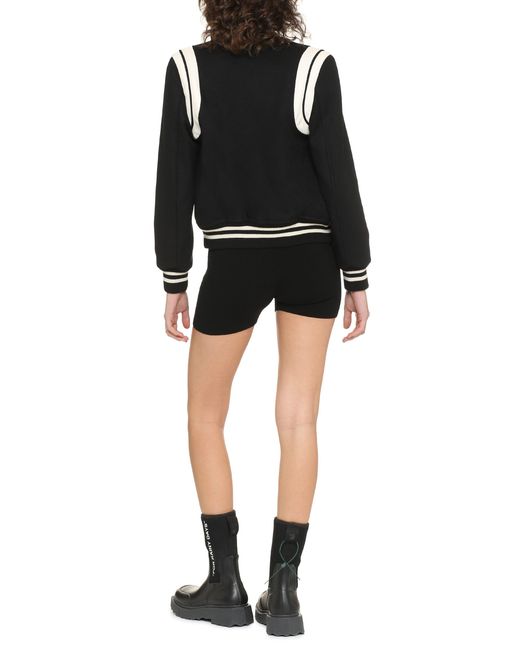 Saint Laurent Black Wool-Blend Bomber Jacket