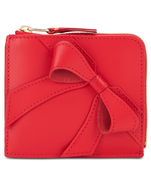Comme des Garçons Red Leather Wallet With Bow