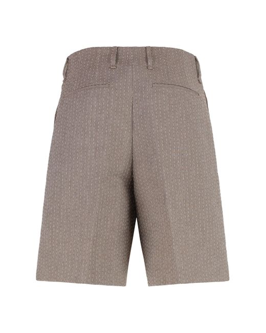 Fendi Gray Cotton Bermuda Shorts for men