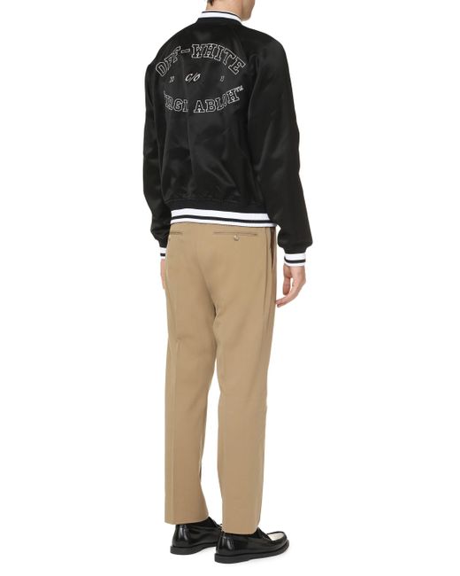 Off-White c/o Virgil Abloh Black Satin Bomber Jacket for men