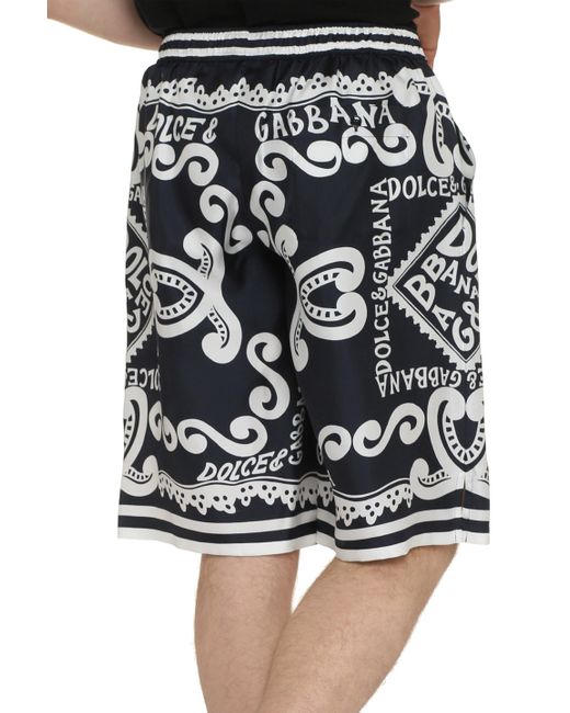 Dolce & Gabbana Blue Printed Bermuda Shorts for men