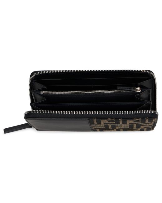Fendi Black Wallet With Zip Closure for men