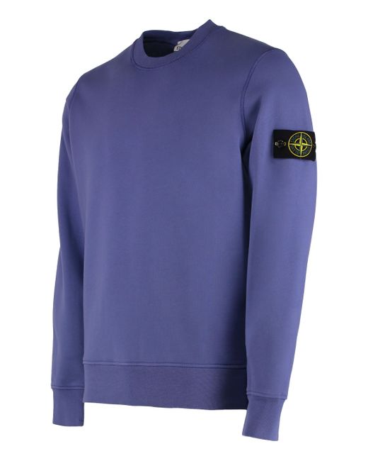 Felpa girocollo in cotone di Stone Island in Blue da Uomo
