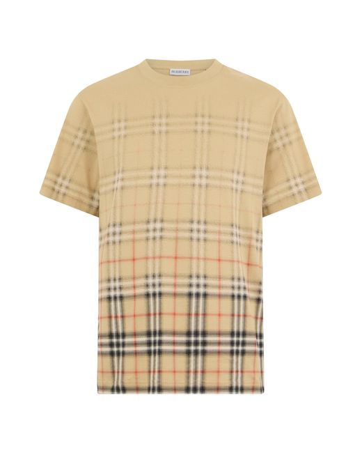 Burberry White Checkered Cotton T-Shirt for men