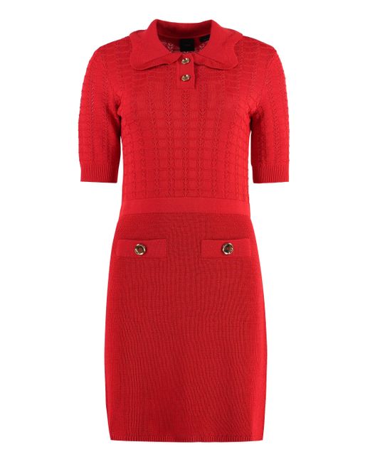 Pinko Red Equiseto Knitted Dress