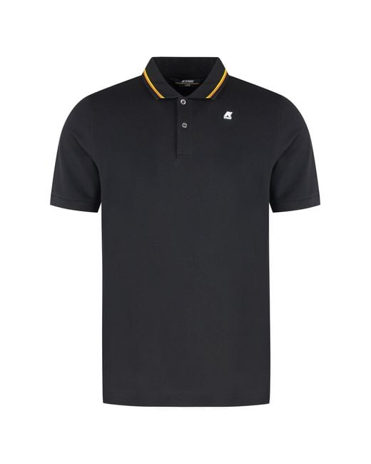 K-Way Black Cotton-Piqué Polo Shirt for men