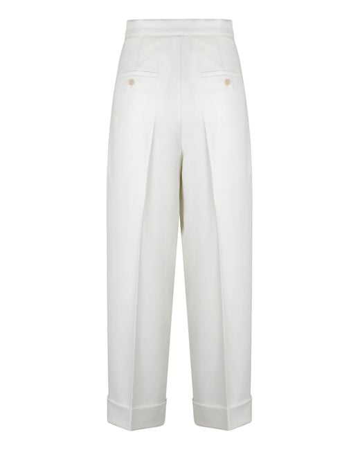 Max Mara White High-waisted Wool Pants