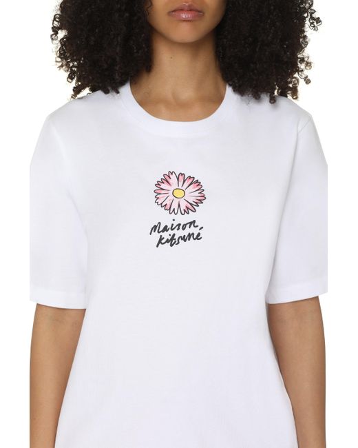Maison Kitsuné White Cotton Crew-Neck T-Shirt