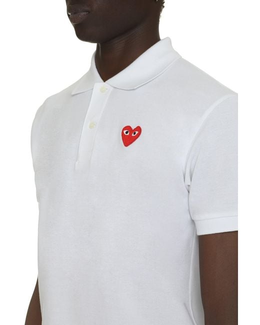 COMME DES GARÇONS PLAY White Cotton-Piqué Polo Shirt