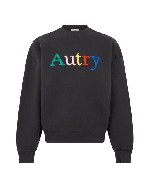 Autry Black Crewneck Sweatshirt With Embroidered Logo