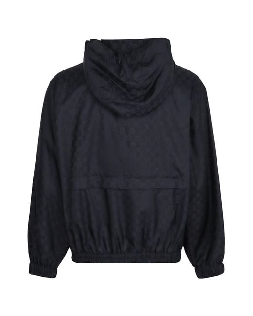 Gucci Blue Nylon Jacket Gg for men