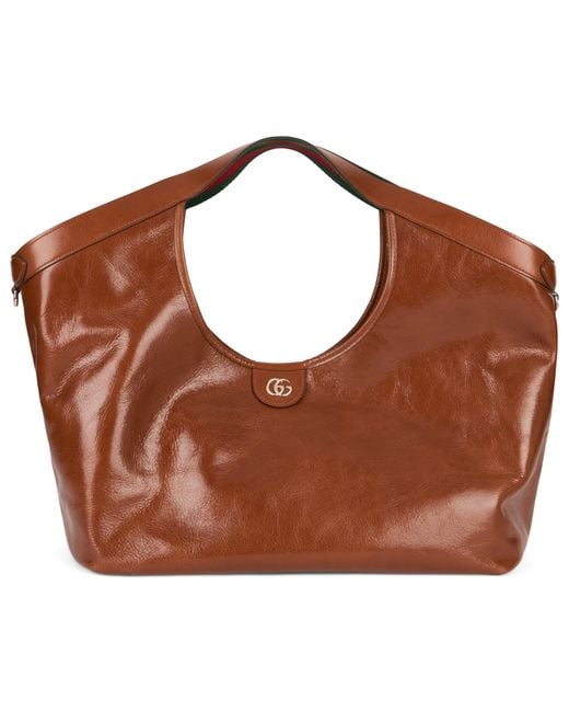 Gucci Brown Giant Leather Shopping Bag Lily