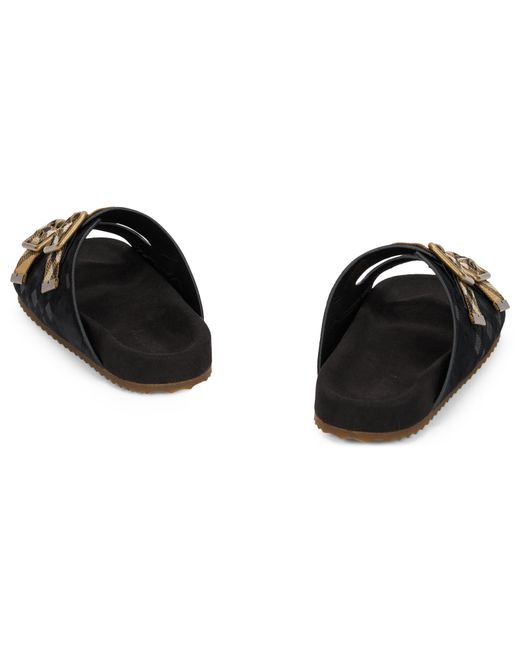Burberry Black Elegant Leather Buckle Sandals