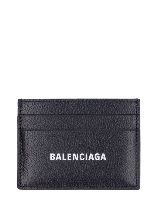 Balenciaga Gray Pebbled Calfskin Card Holder for men