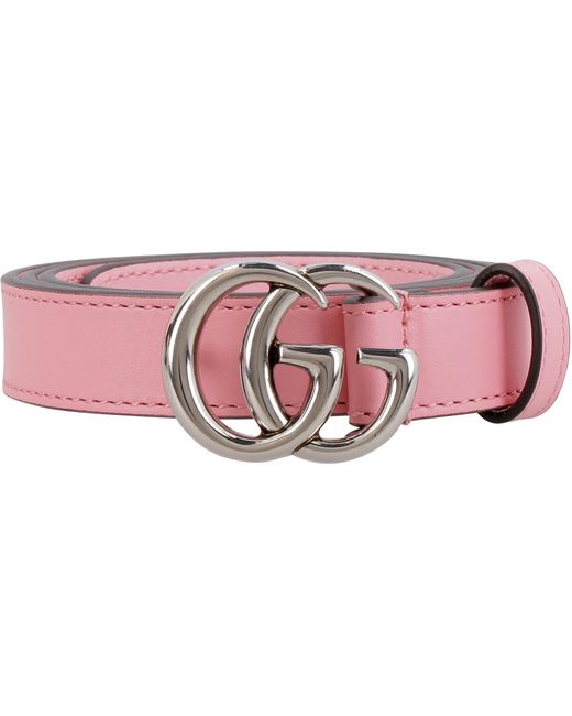 Gucci Pink Thin Belt With Double G Buckle